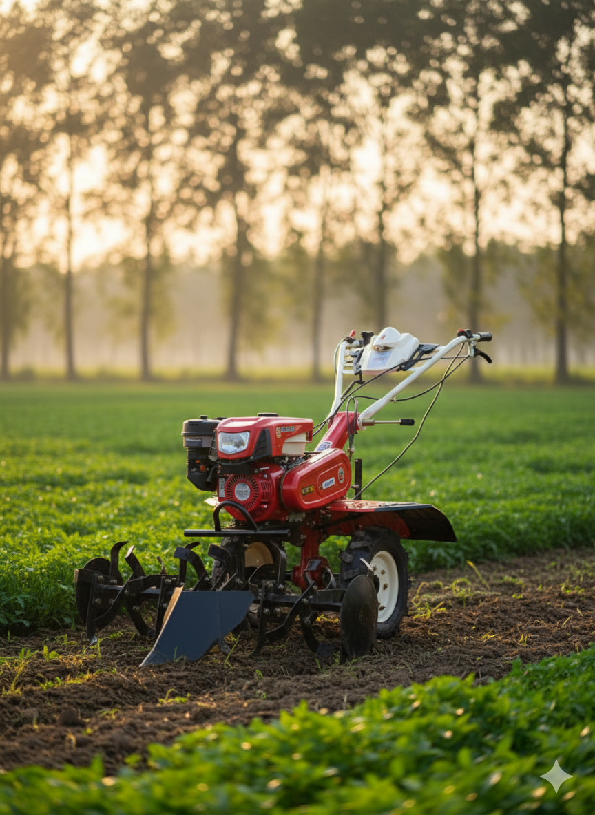 VEERSHAKTI 170F/7HP PETROL OPERATED ROTARY CULTIVATOR /POWER TILLER/ WEEDER 170F with HEAD LIGHT ATTACHMENT - Image 2